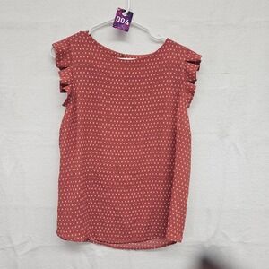 Monteau sz XL salmon polka dot sleeveless blouse